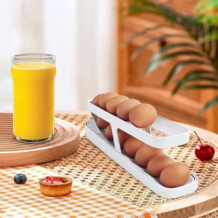 Storage Box Plastic Container Egg Box Holder Tray For Fridge- Automatically Rolling Egg Holder Container Display Rack GlideEgg™️ Automatically Rolling Egg Holder Zaavio®