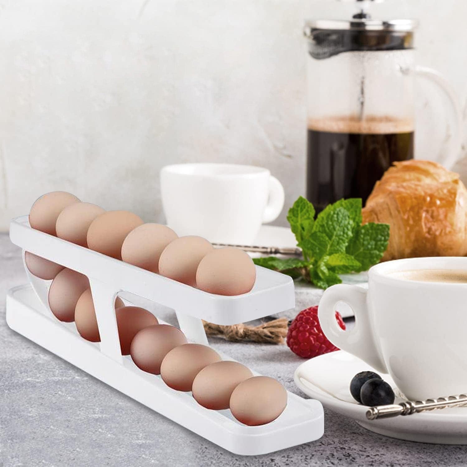 Storage Box Plastic Container Egg Box Holder Tray For Fridge- Automatically Rolling Egg Holder Container Display Rack GlideEgg™️ Automatically Rolling Egg Holder Zaavio®