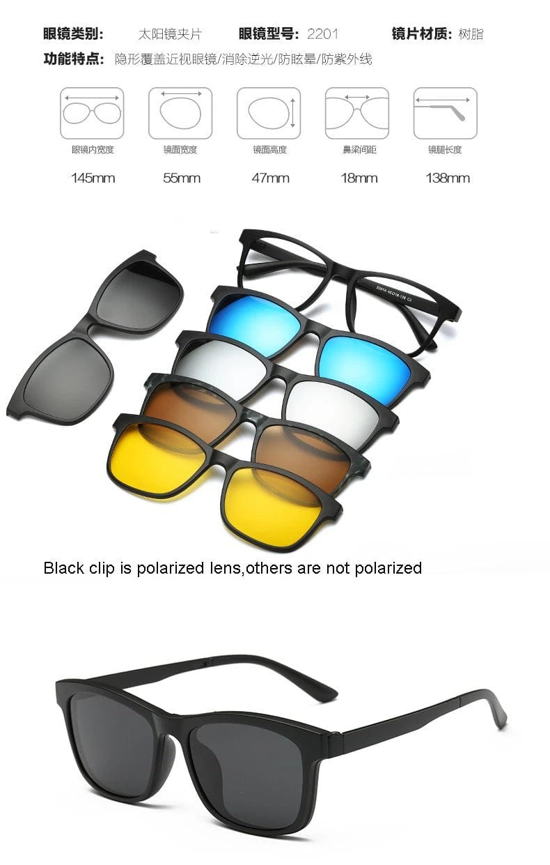 Sunglasses For Men Polarised Magnetic Sunglasses Frame Night Glasses - 3-in-1 Magnetic Polarized Sunglasses 5-in-1 Magnetic Polarized Sunglasses Zaavio®️