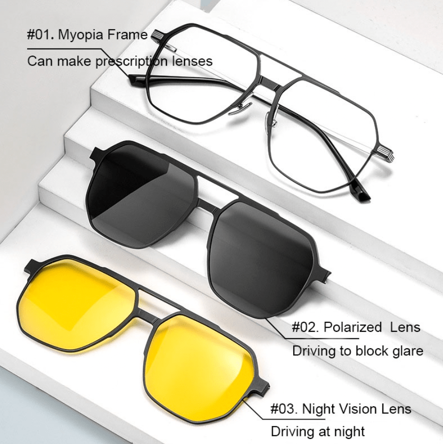 Sunglasses For Men Polarised Magnetic Sunglasses Frame Night Glasses - 3-in-1 Magnetic Polarized Sunglasses Copy of 3-in-1 Magnetic Polarized Sunglasses Zaavio®️