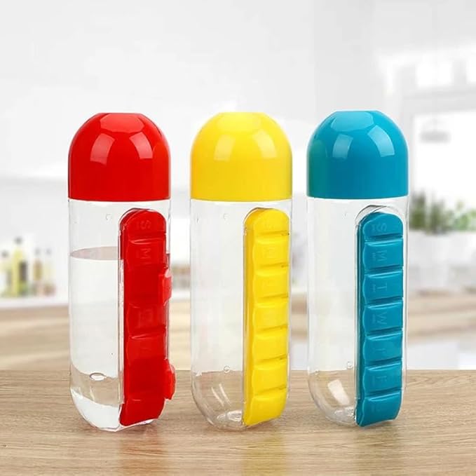 Water Bottle Pill Box Organizer | Water Bottle Drinking Container Pill Box Bottle Organizer Water bottle Water Bottle Pill Box Organizer Zaavio®