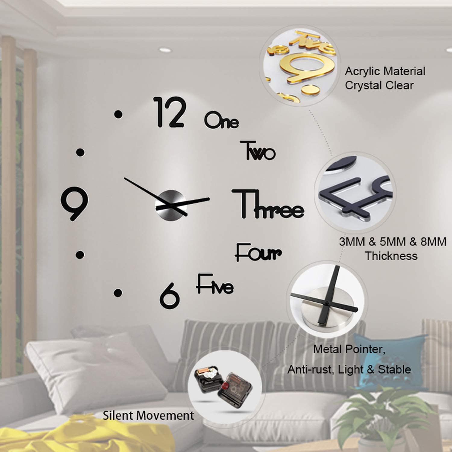 3D Wall Clock Zaavio®