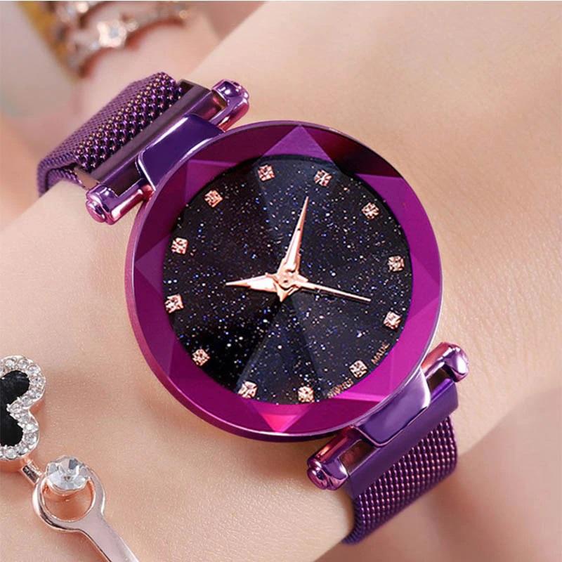 Diamond Cosmos Ladies Watch Stylish Watch for Girls Luxury Watches - Lumixos™ Analog watch Lumixos™ - Pack of 2 (Gold + Purple) Zaavio®