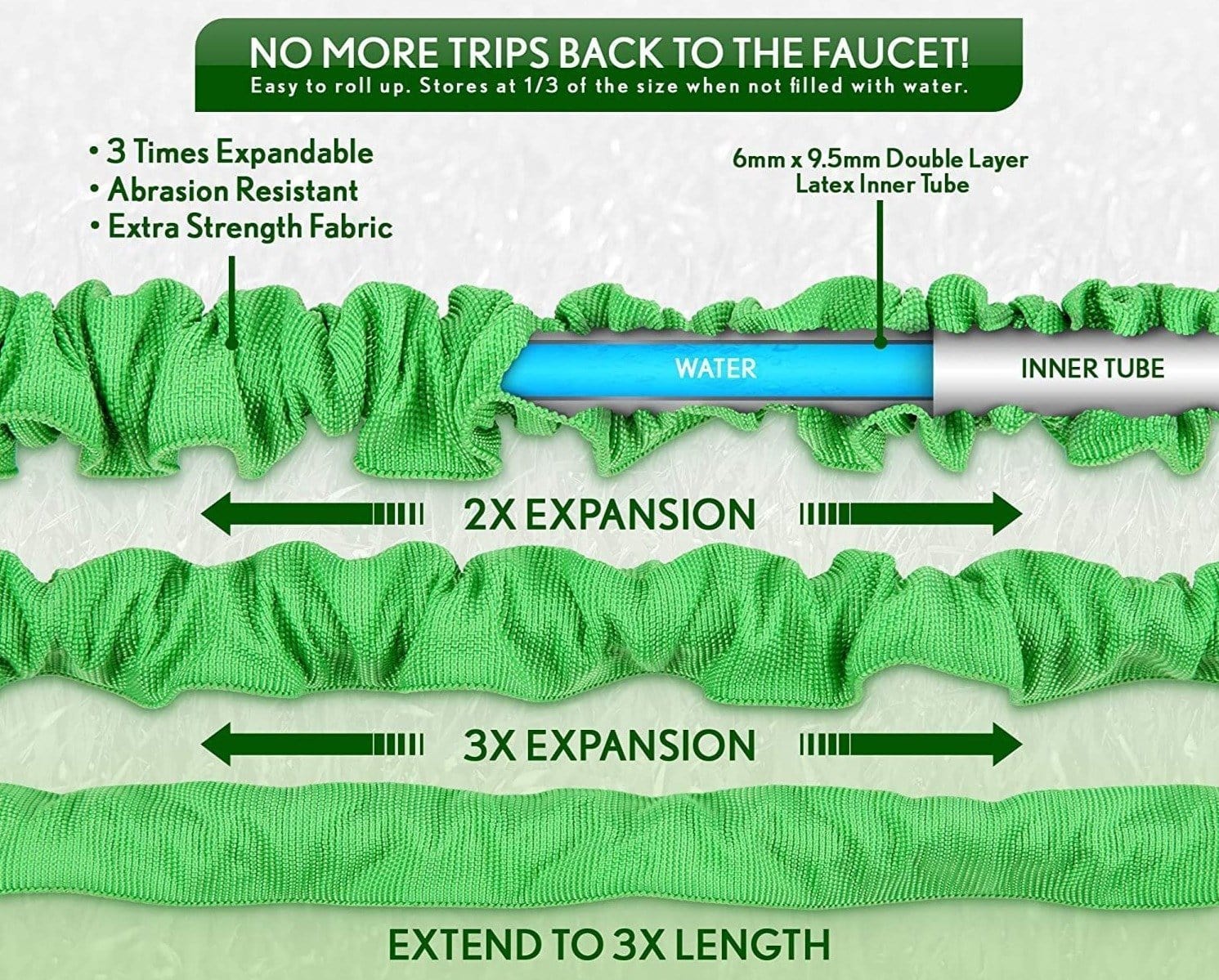 Expandable Garden Hose Retractable Collapsible Water Shrinking Hoses Garden Hoses & Reels 100 ft Pipezy™ Zaavio®