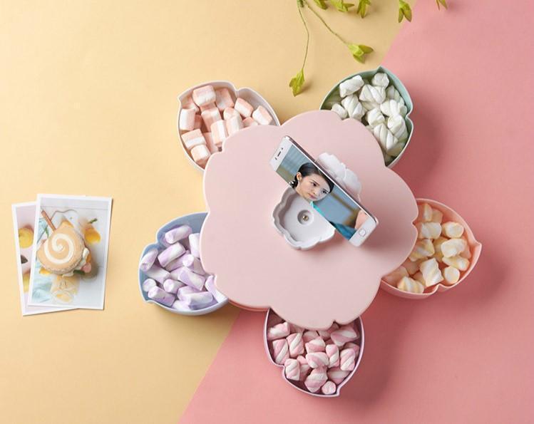 Flower Petal Shaped Candy Rotating Box Embellishment Storage- Bloomzo™ Storage Boxes & Bins Bloomzo™ Zaavio®