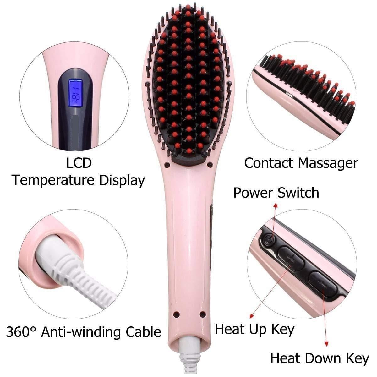 Heated Hair Straightening Brush Volumizer Anti Frizz Comb - streaxio™ Streaxio™ Zaavio®