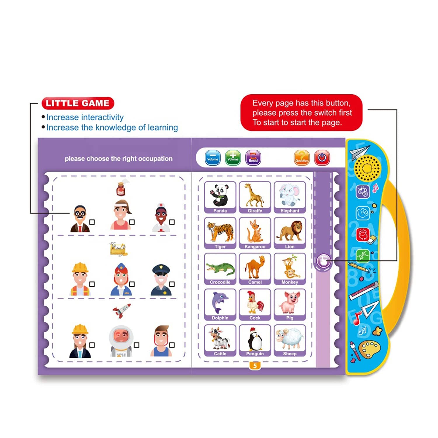 Intelligence Book Sound Book for Children, English Letters & Words Learning Book, Fun Educational Toys. Activities with Numbers, Shapes Learning Book for Toddlers(E-Book) AMRAD