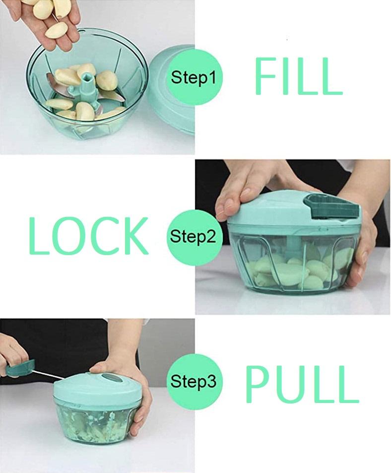 Pull Vegetable Cutter Chopper Onion Potato Food Manual Chopper - Spinza™ Manual Meat Grinders Spinza™ Zaavio®