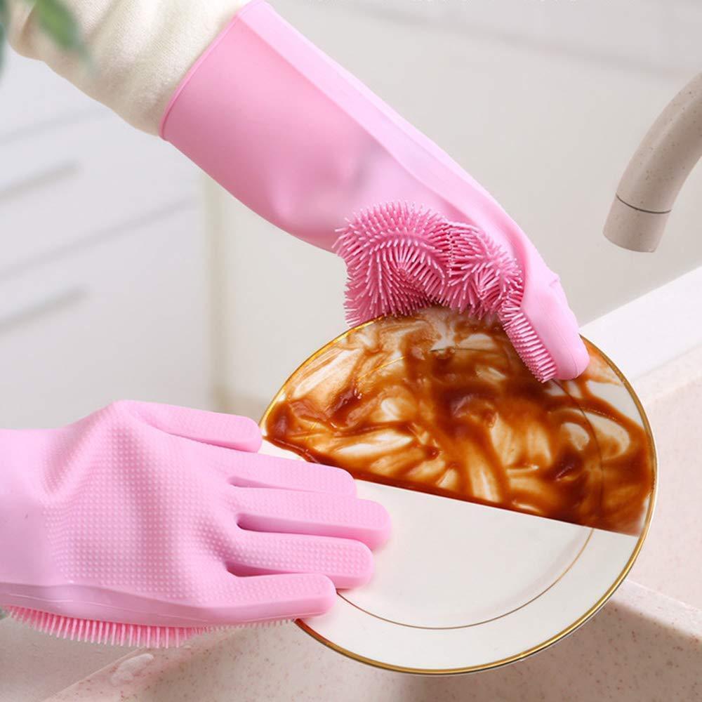 Silicon Scrubbing Sponge Gloves Dish Washing Scruves™ Household Gloves Pink Scruves™ Zaavio®