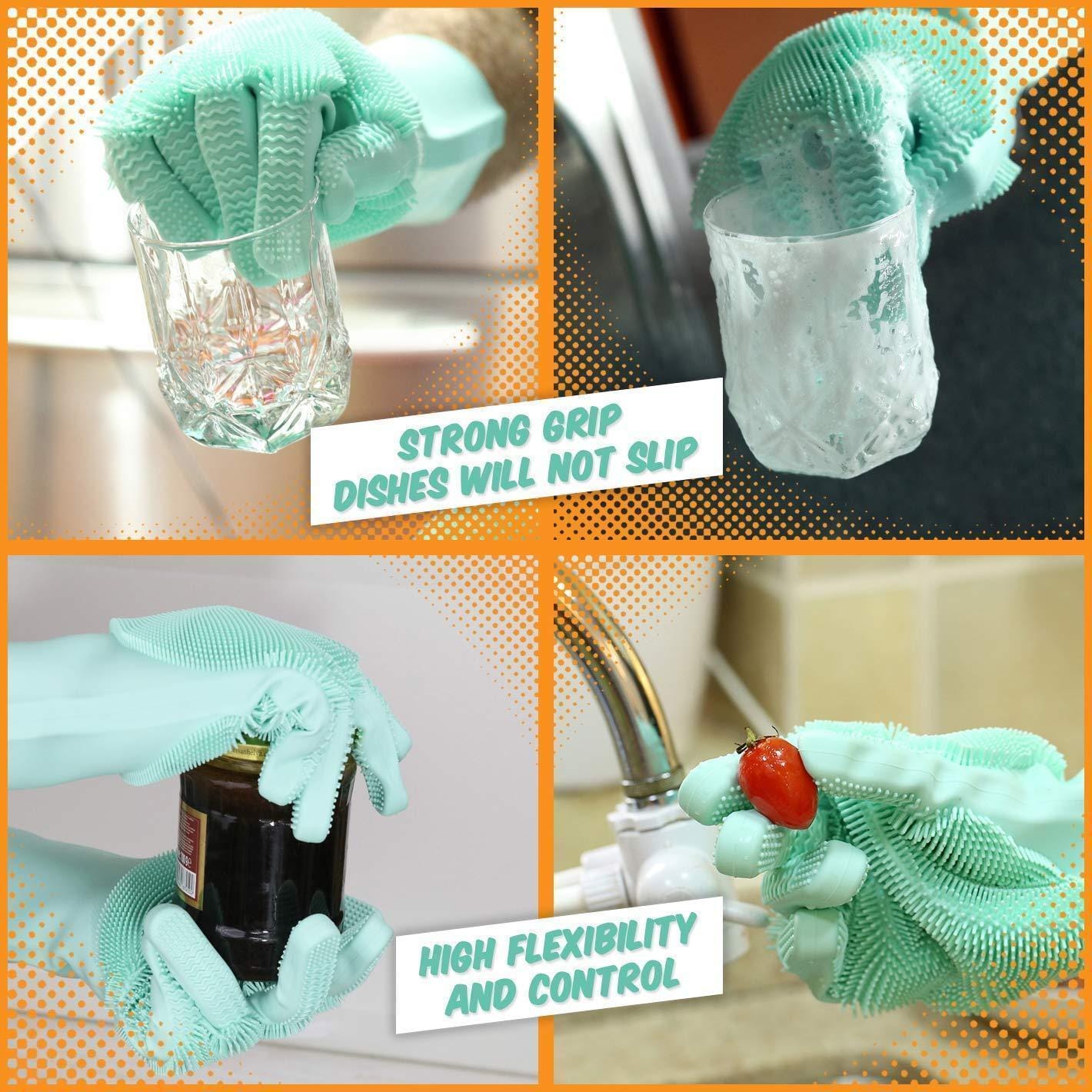 Silicon Scrubbing Sponge Gloves Dish Washing Scruves™ Household Gloves Scruves™ Zaavio®