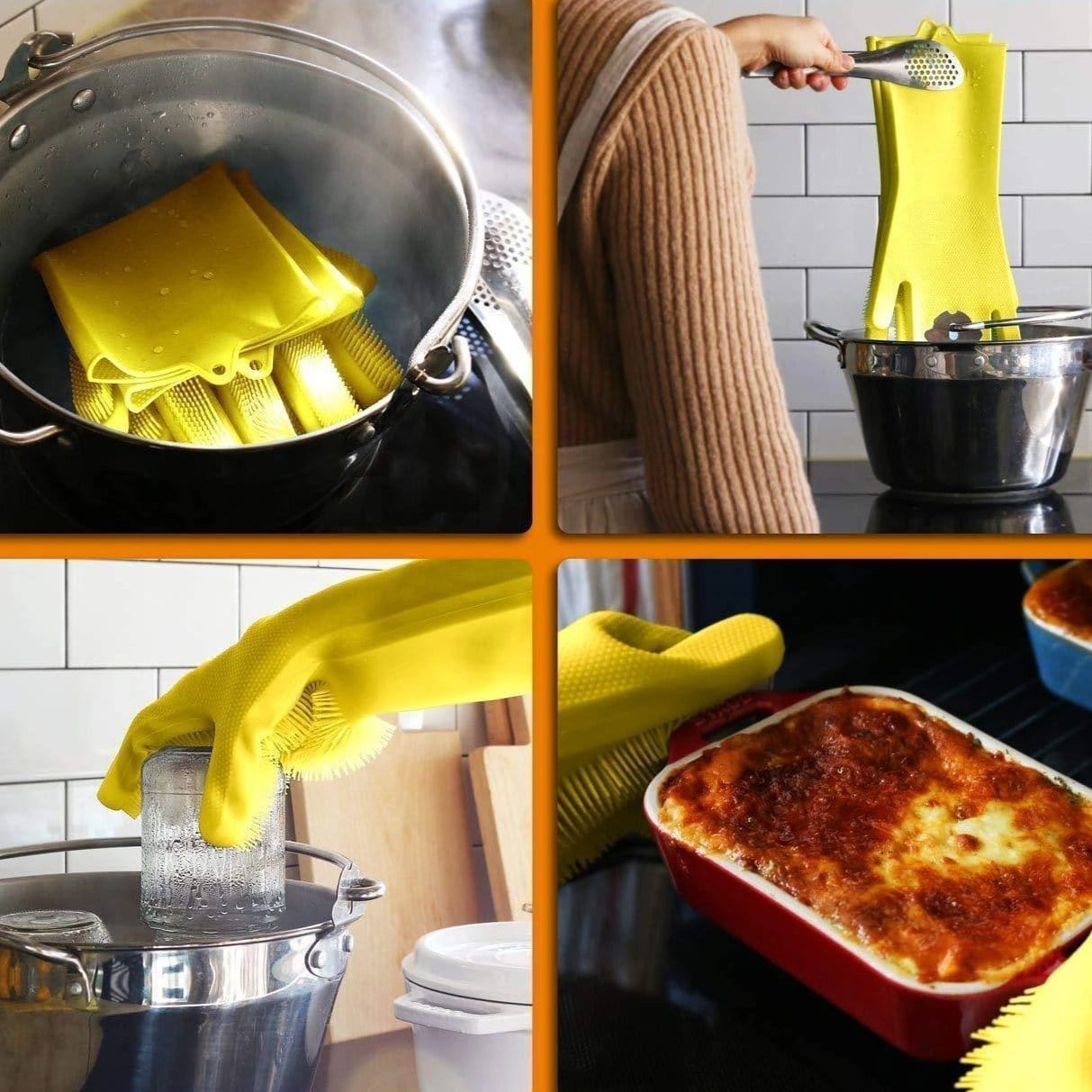 Silicon Scrubbing Sponge Gloves Dish Washing Scruves™ Household Gloves Yellow Scruves™ Zaavio®