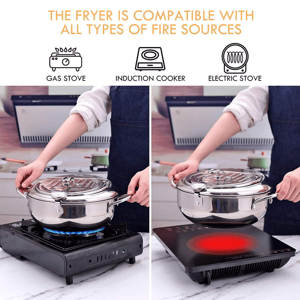 Stainless Steel Deep Frying Pot Cooking Strainer - Crispryt™ Crispryt™ Zaavio®
