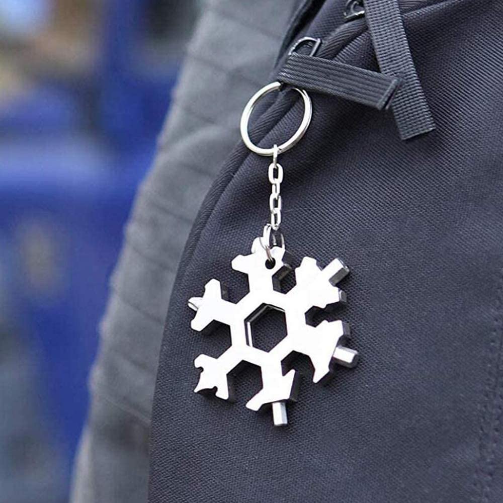18 in 1 Snowflake Multipurpose Tool All in One Pocket Tool  - 18-In-1 Snowflake Multi-Tool - Silver - 18-In-1 Snowflake Multi-Tool