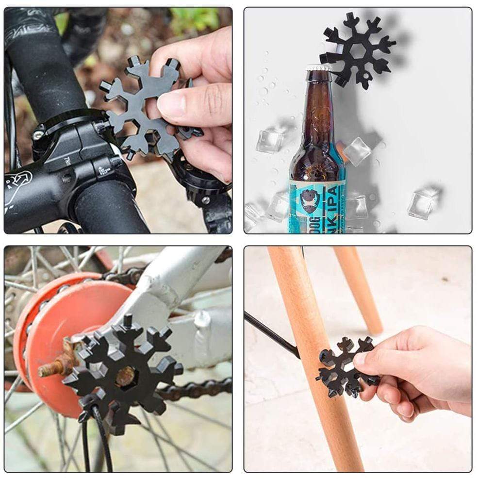 18 in 1 Snowflake Multipurpose Tool All in One Pocket Tool  - 18-In-1 Snowflake Multi-Tool - Silver - 18-In-1 Snowflake Multi-Tool