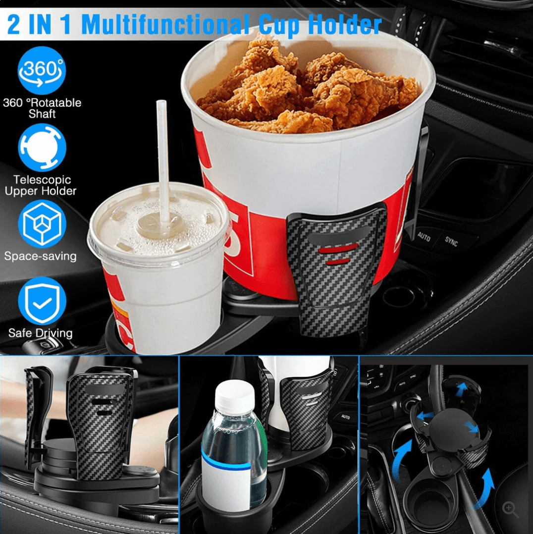 2 in 1 Multifunctional Car Drink Cup Glass Holder - 360° Rotatable Roposo Clout