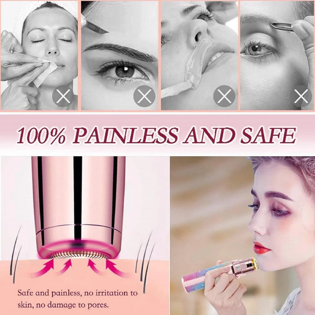 2 in 1 Painless Hair Remover | Hair Removal Facial Eyebrow Trimmer Upper Lip Razor Machine - 2 in 1 Painless Hair Remover