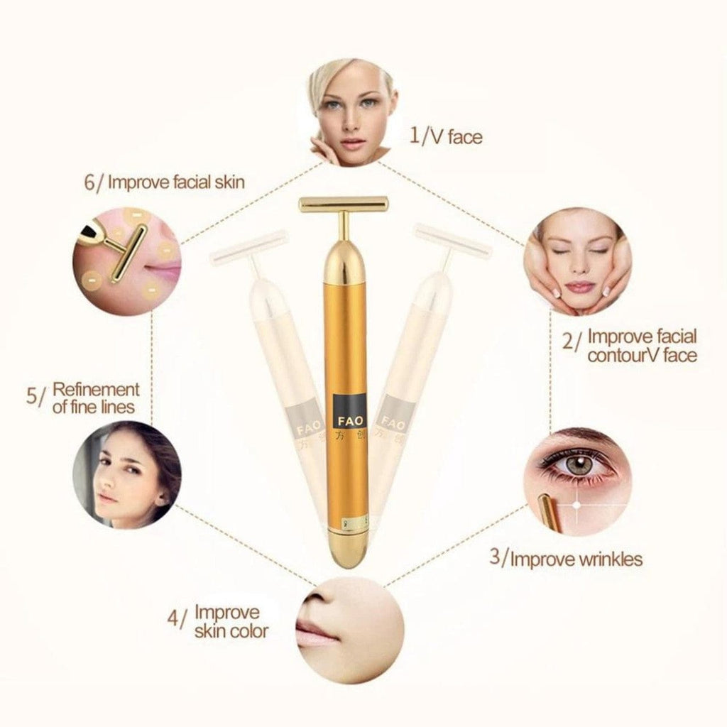 24k Gold Face Massager | Face Massager Roller For Skin Massage Tool Roller - 24k Gold Face Massager