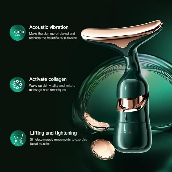 3 in 1 Face and Neck Massager | Lift Face Double Chin Removal Facial Machine Wrinkle Removal - Black - 3 in 1 Face and Neck Massager