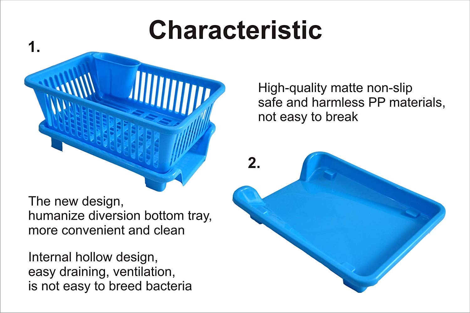 3 in 1 Kitchen Dish Drainer | Kitchen Items Dish Rack Sink Drainer Drying Utensil Holder - Kitchenware - Blue - 3 in 1 Kitchen Dish Drainer