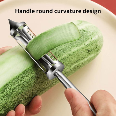 3-In-1 Multifunctional Veggie Peeler | Potato Peeler Vegetable Knife Slicer Fruit Peeler Kitchen 3 in 1 Knife - 3-In-1 Multifunctional Veggie Peeler 3 in 1 Stainless steel Multifunctional Veggie Peeler (Pack of 2)