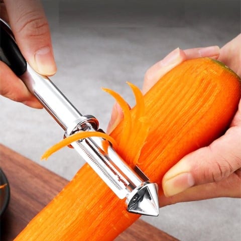 3-In-1 Multifunctional Veggie Peeler | Potato Peeler Vegetable Knife Slicer Fruit Peeler Kitchen 3 in 1 Knife - 3-In-1 Multifunctional Veggie Peeler 3 in 1 Stainless steel Multifunctional Veggie Peeler (Pack of 2)