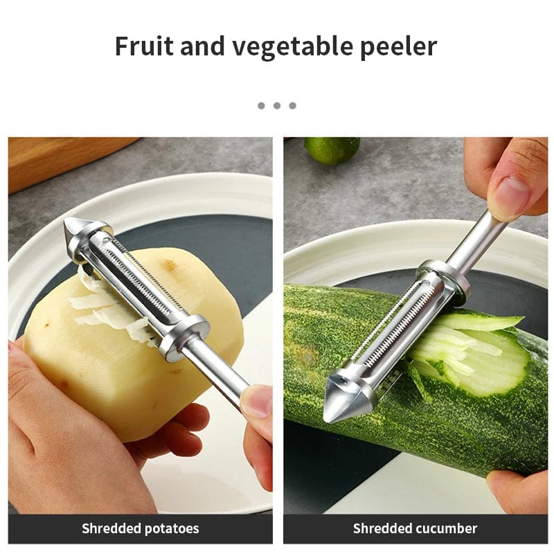 3-In-1 Multifunctional Veggie Peeler | Potato Peeler Vegetable Knife Slicer Fruit Peeler Kitchen 3 in 1 Knife - 3-In-1 Multifunctional Veggie Peeler 3 in 1 Stainless steel Multifunctional Veggie Peeler (Pack of 2)