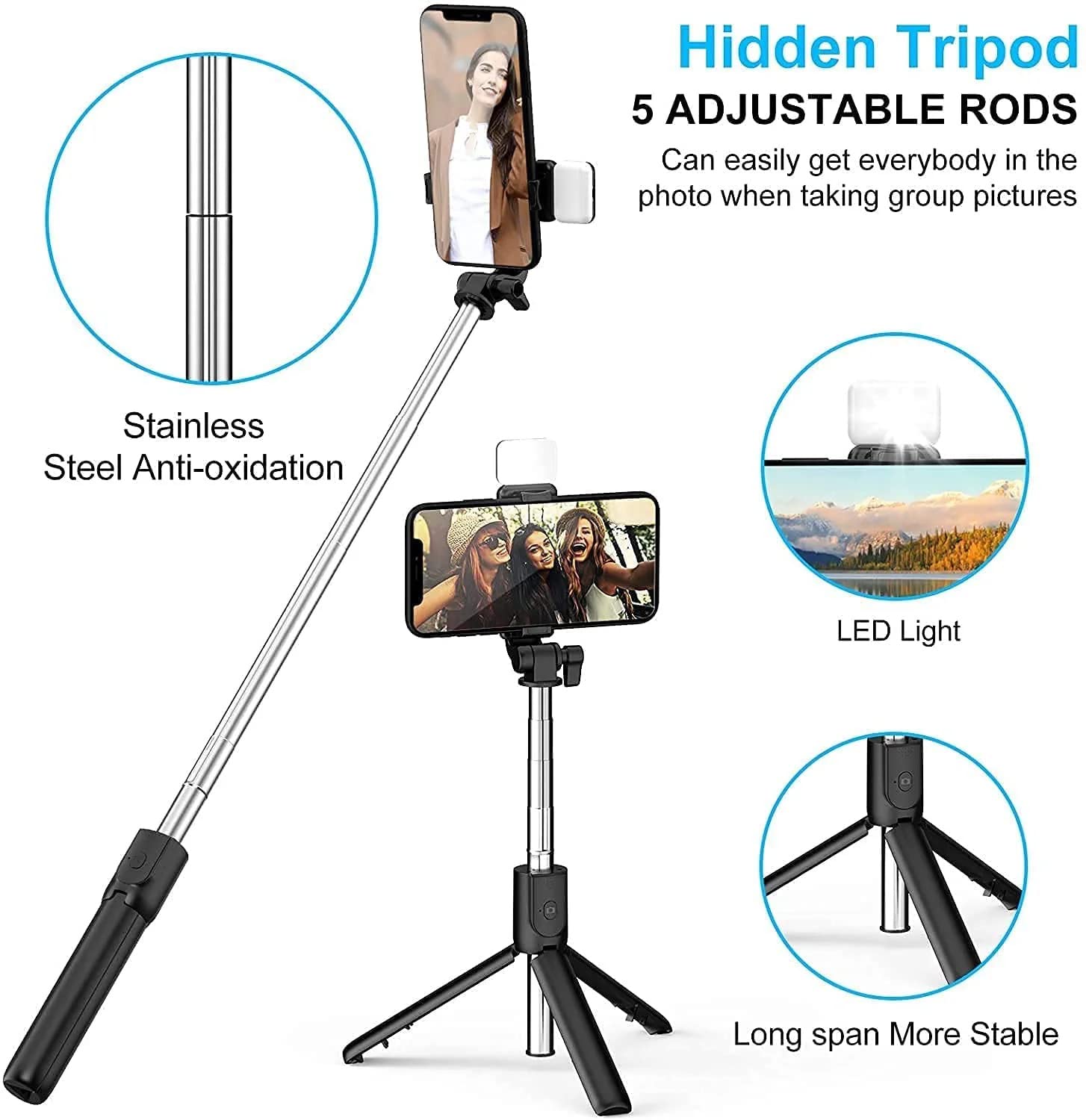 3-In-1 Selfie Stick Tripod | Selfie Stick For Selfies Bluetooth Tripod Stand With Remote - 3-In-1 Selfie Stick Tripod 3-in-1 Selfie Stick Tripod