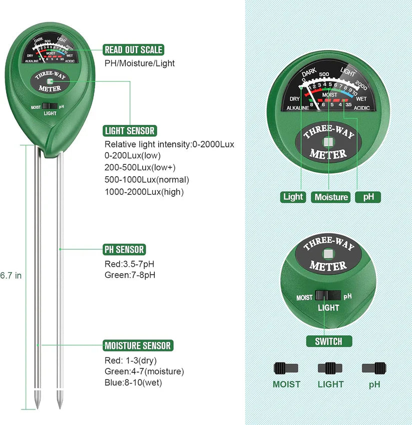 3-In-1 Soil Test Meter| Soil Moisture Sensor Test Meter Samples Health Moisture Tester - 3-In-1 Soil Test Meter 3-in-1 Soil Test Meter