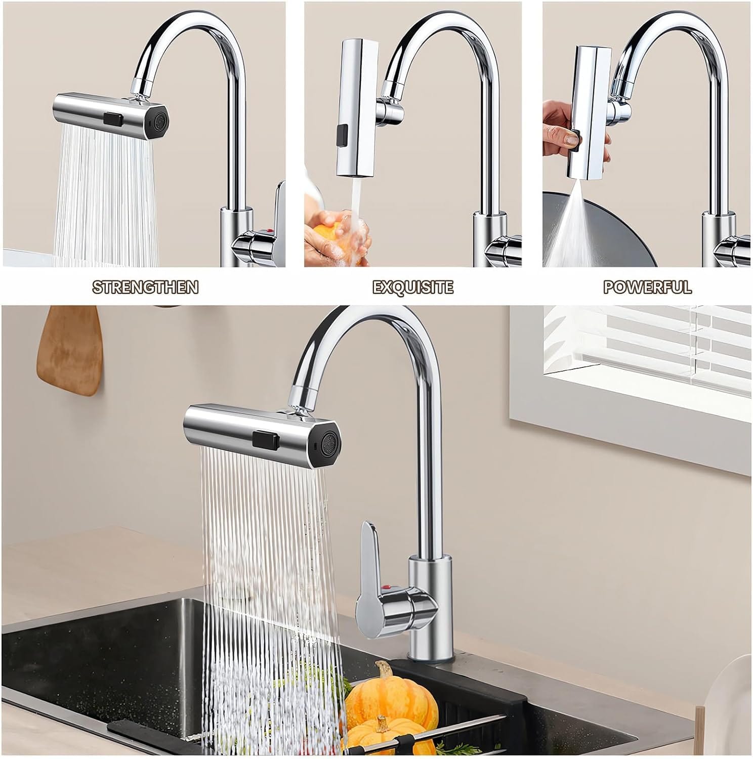 3 In 1 Waterfall Kitchen Faucet | Kitchen Sink Tap Faucets Waterfall Extender For Kitchen Sink - Kitchen Faucet - 3 in 1 Waterfall Kitchen Faucet