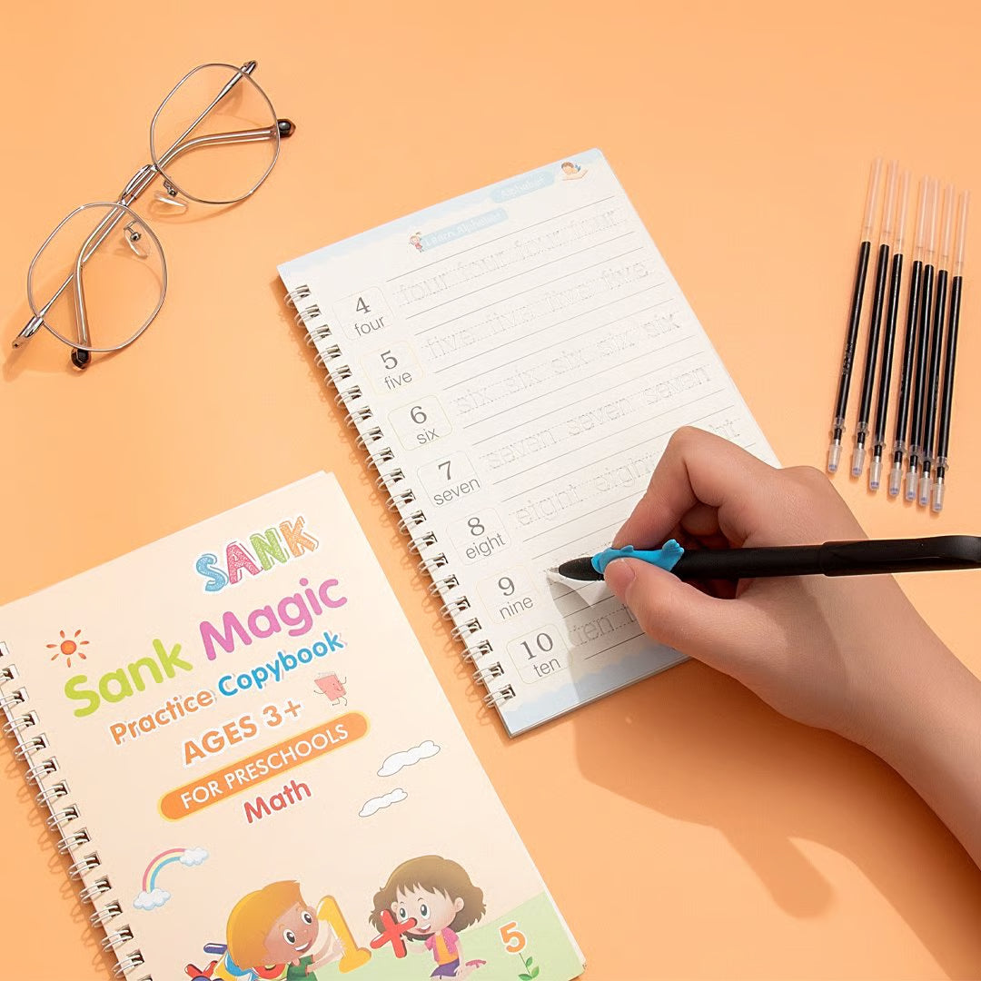 Writiox™ Magic Practice Copybook (4 BOOKS,1 PEN,1 GRIP,10 REFILL)