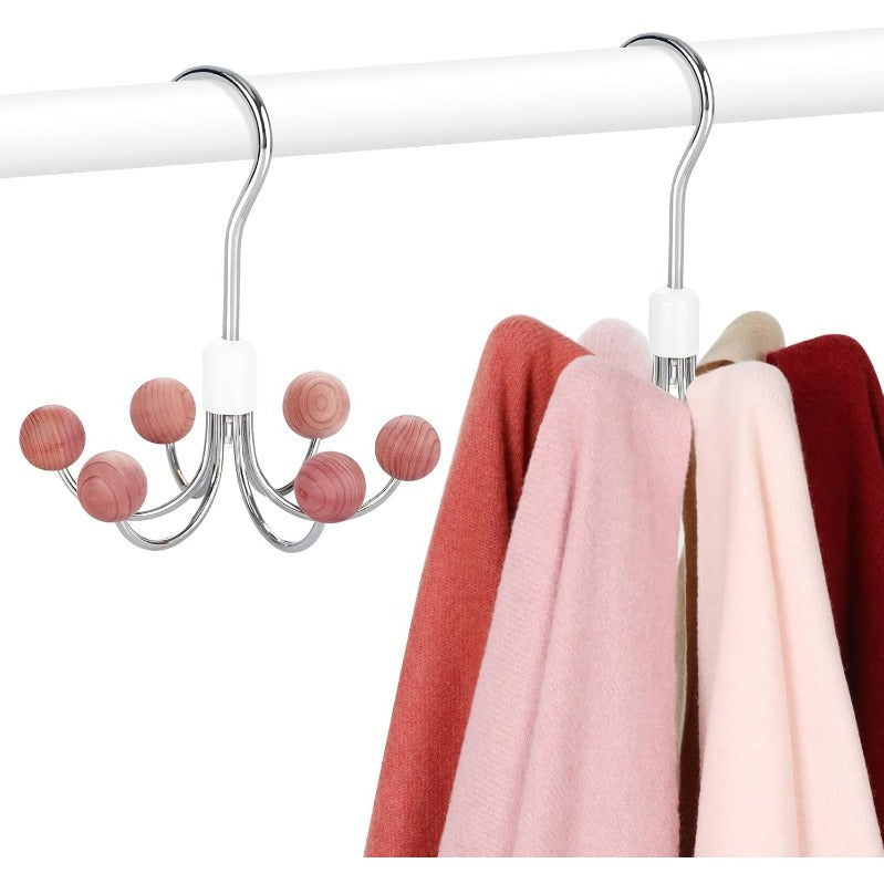 360° Swivel Hoodie & Purse Organizer (Pack of 2) | Purse Organizer Wood Hanger Plastic Hooks Wardrobe Hangers - Peach - 360° Swivel Hoodie & Purse Organizer (Pack of 2)