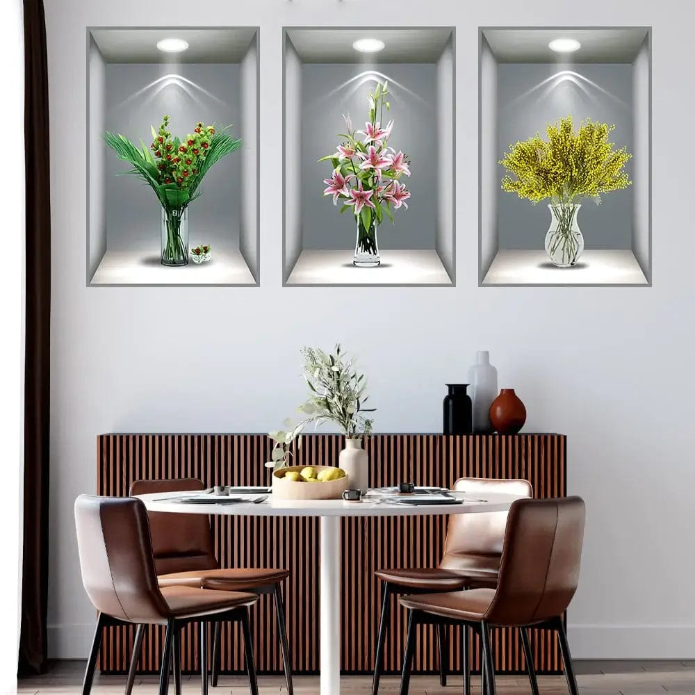 3D Vase Wall Sticker (Random Prints) Zaavio®