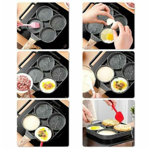 2/4-hole Egg Pan Portable Non-stick Pan Household Kitchen Frying Pan  Durable Non-stick Pans Egg Burger Breakfast Frying Pan