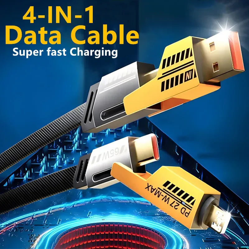 4 In 1 Fast Charge Data Cable | Data Cable Charging Type C Iphone Charger Fast Charger Cables - Charging Cable - 4 in 1 Fast Charge Data Cable
