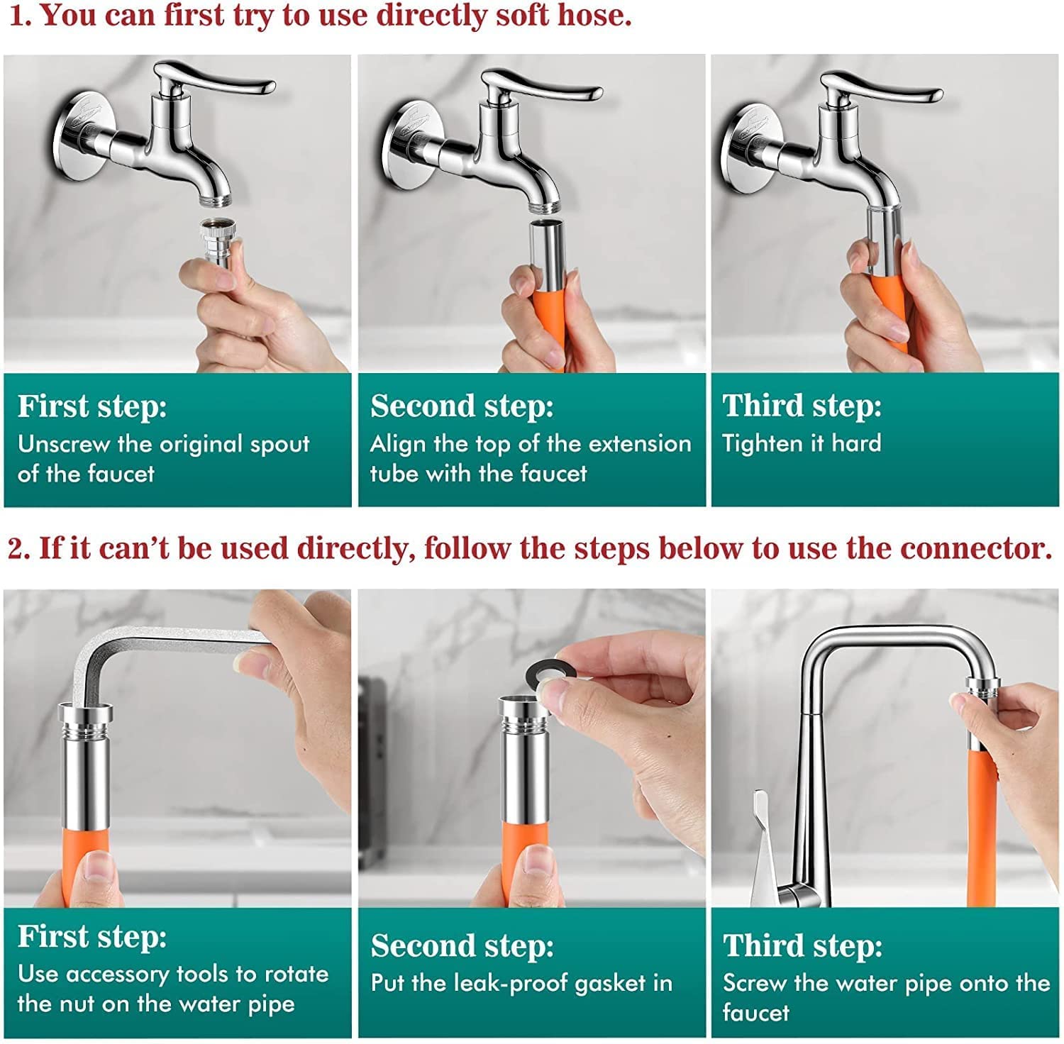 TapFlex360™ Household Flexible Water Tap Extender (Pack of 2)