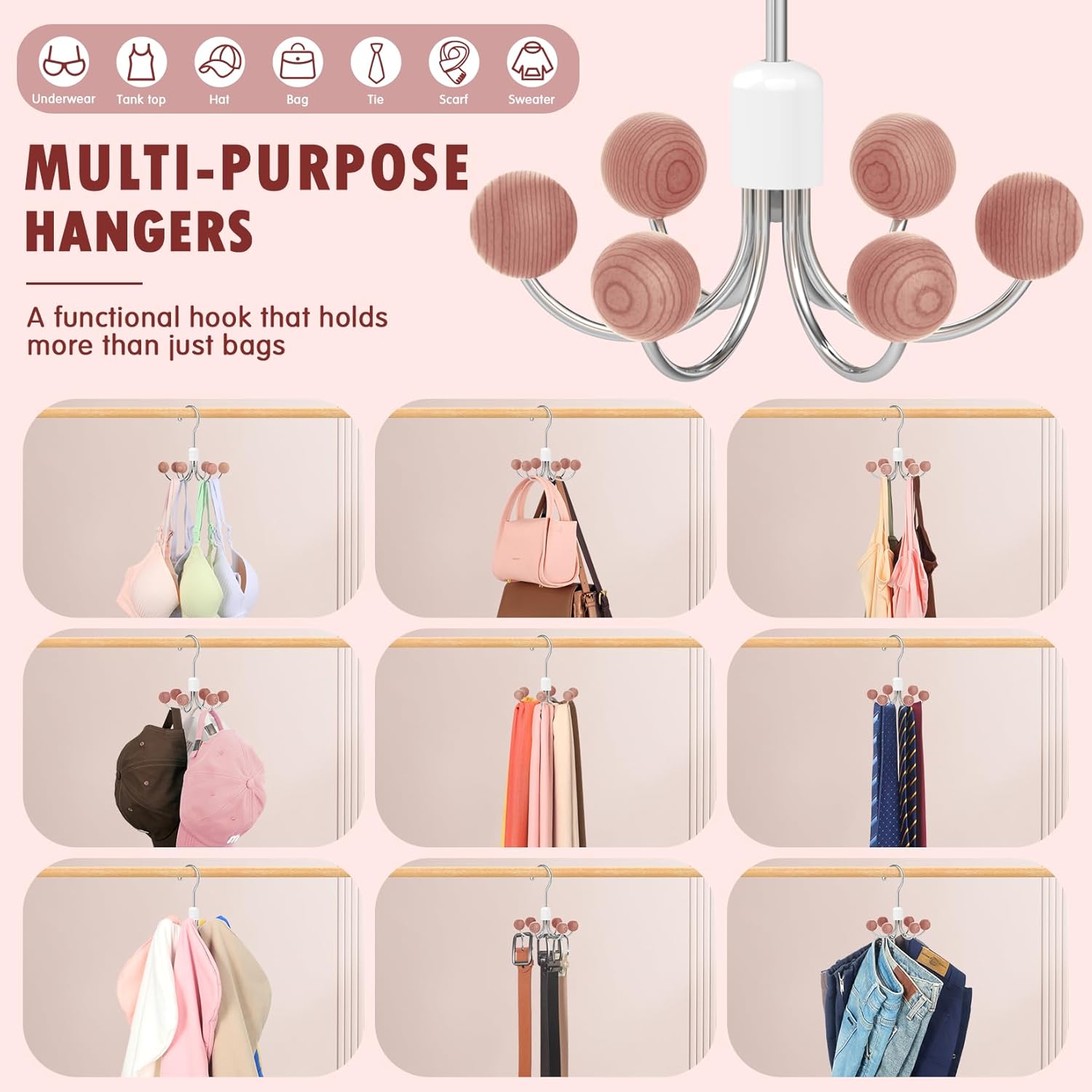 360° Swivel Hoodie & Purse Organizer (Pack of 2)