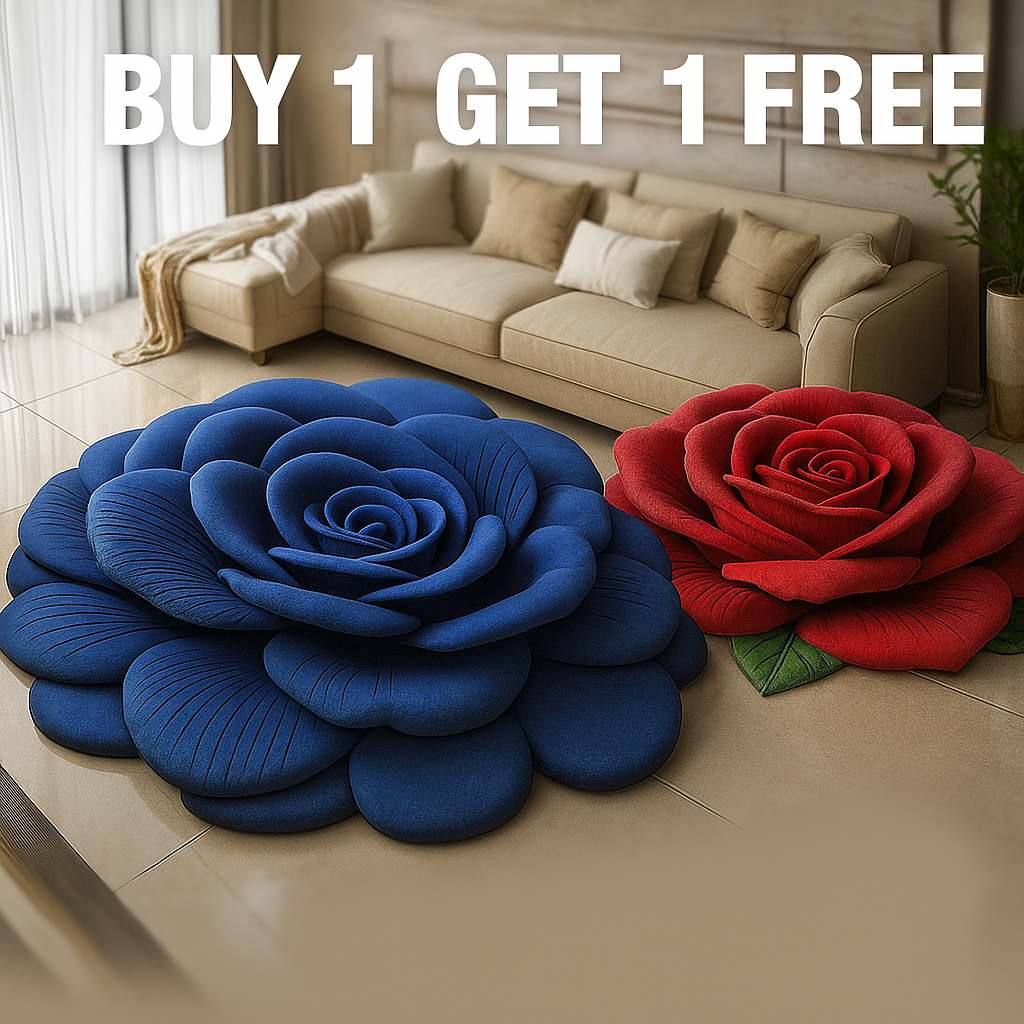 BloomMatzi™ Luxury 3D Rose Flower Shape Floor Mat (Pack of 2)