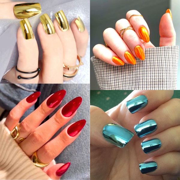 Metallic Mirror Finish Glass Nail Polish (Pack Of 4)