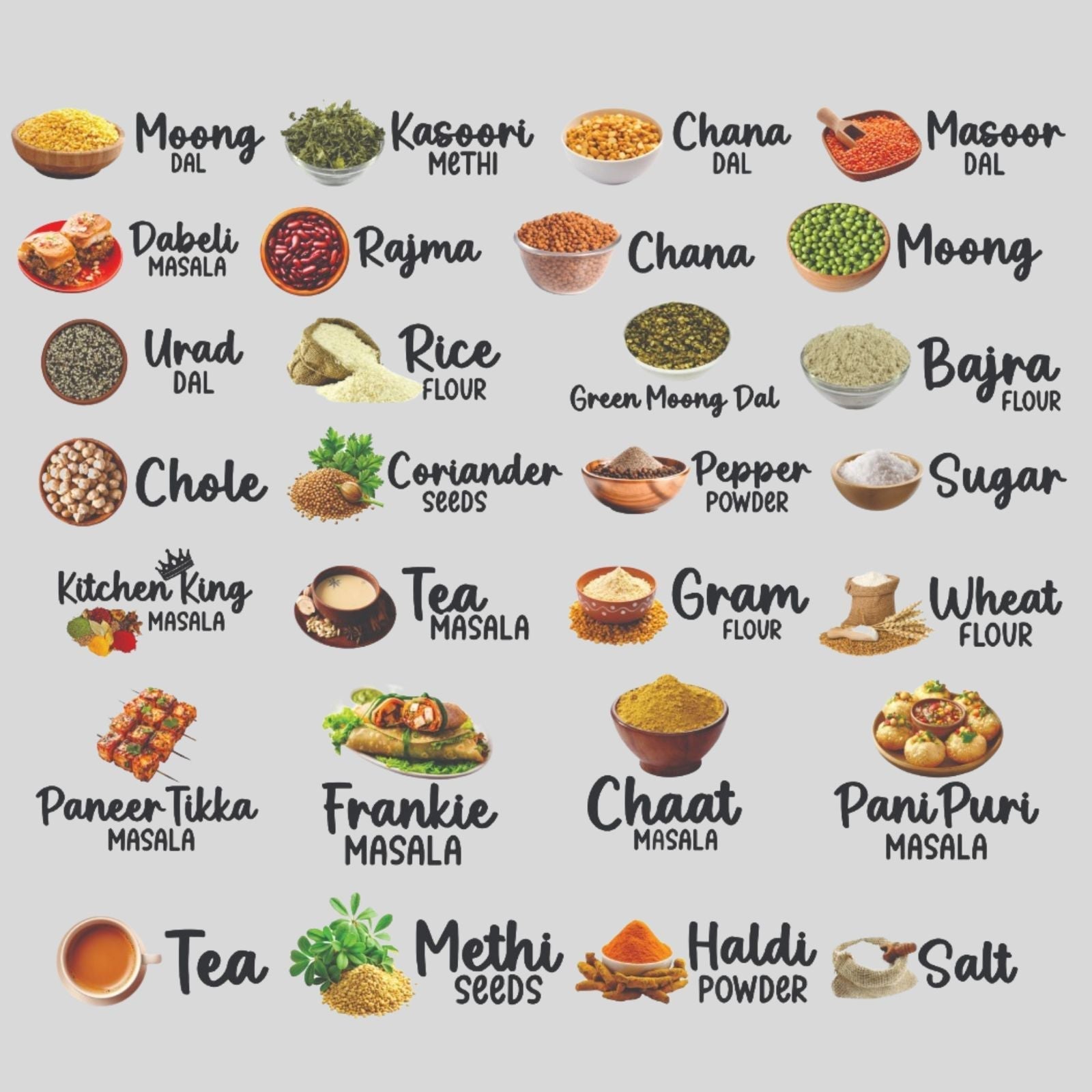 3D Kitchen Label Stickers (Set of 60 Stickers)