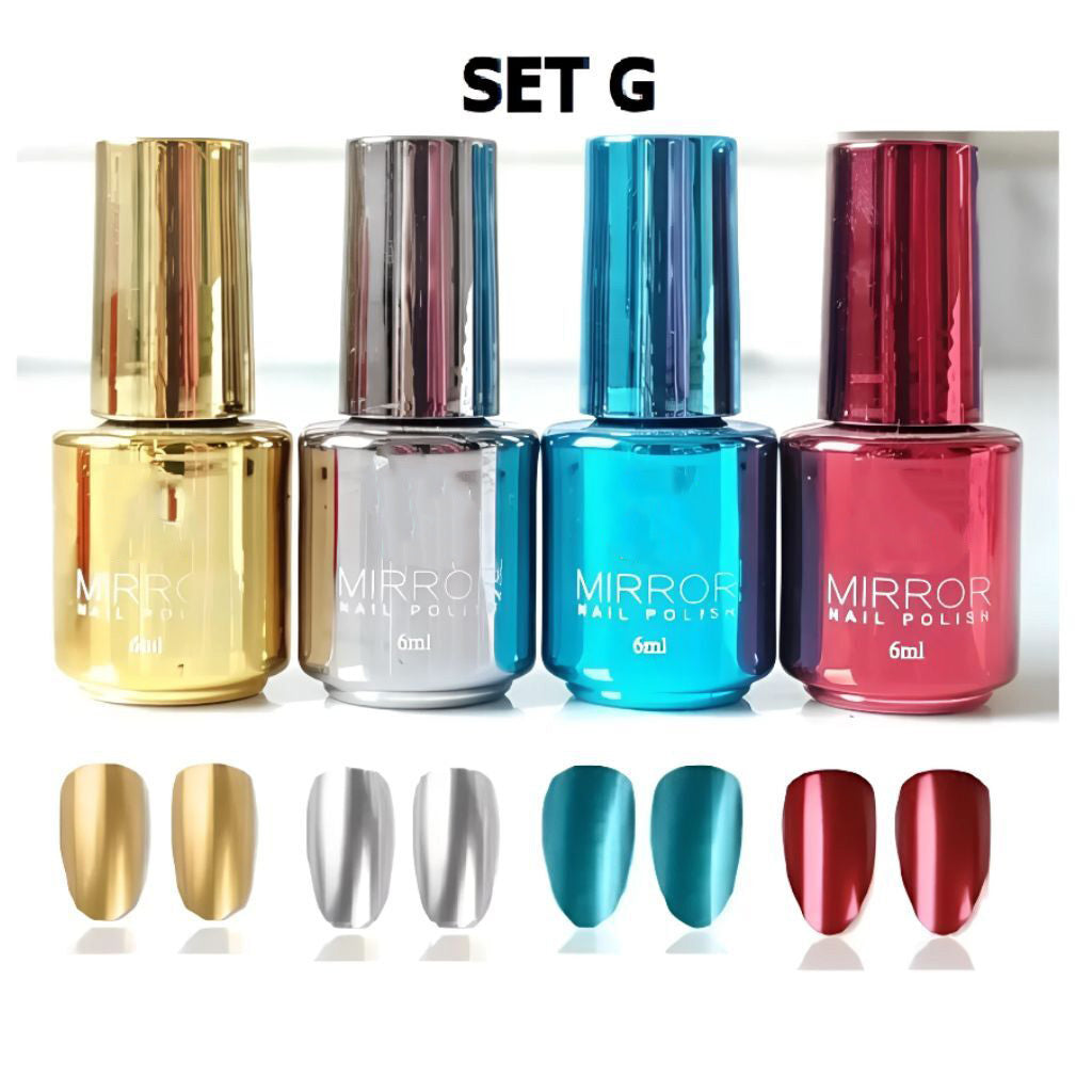 Metallic Mirror Finish Glass Nail Polish (Pack Of 4)