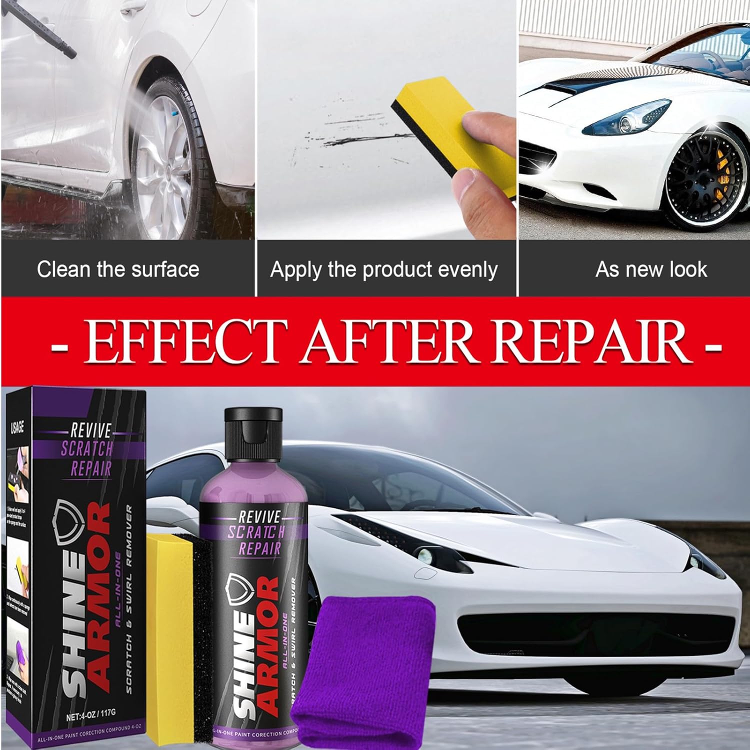 Advance Car Scratch Repair | Ceramic Coating Wax Car Paint Protection Hydrophobic Spray Advance Car Scratch Repair (Pack of 2) Zaavio®