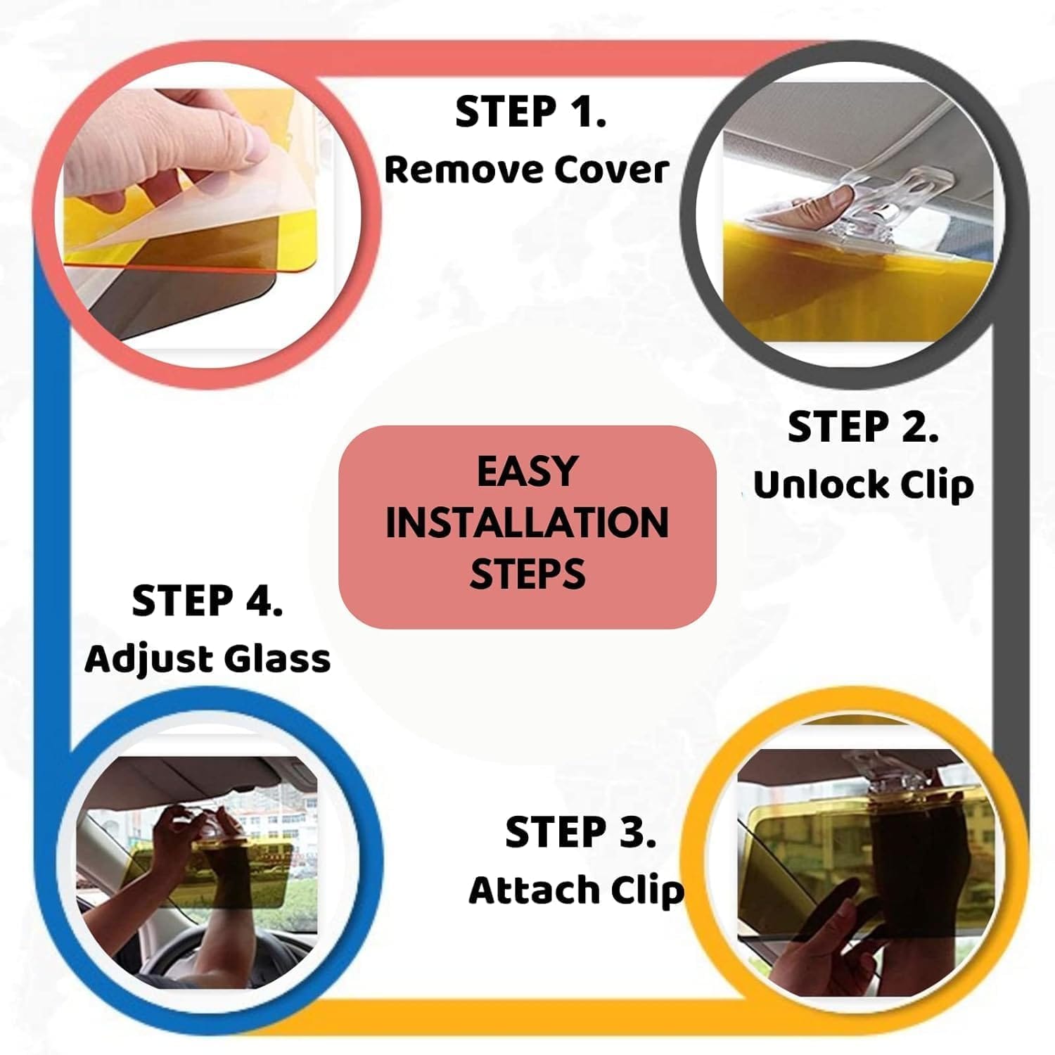 Car Sun Visor Windshield Mirror Protector Anti Glare - Claritix™ Claritix™ 2-in-1 Day & Night Eye Protection Visor Zaavio®