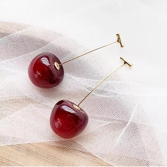 Earrings Korean Style Cherry Earrings For Women (Red Colour) Zaavio®