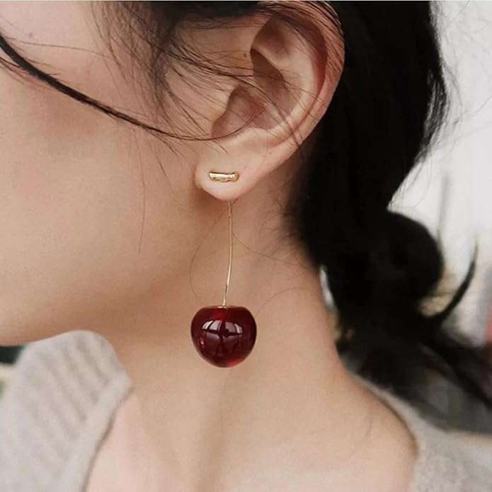 Earrings Korean Style Cherry Earrings For Women (Red Colour) Zaavio®