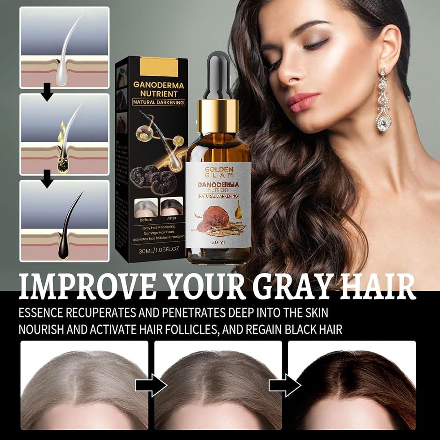 GreGone™️ Anti-Greying Hair Serum Hair Growth Serum Premature Greying Oil Serum Hair Oil GreGone™️ Anti-Greying Hair Serum Zaavio®