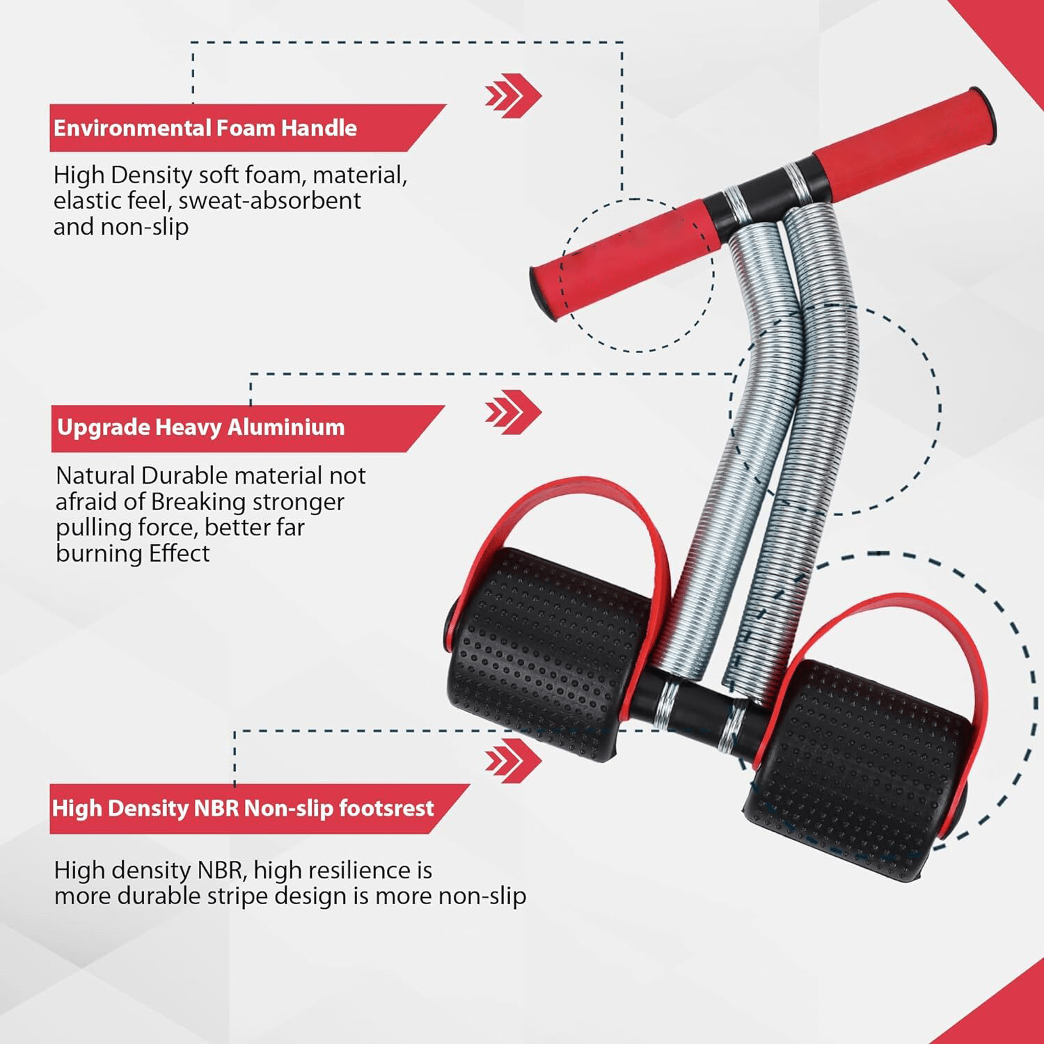 Gym Equipment Resistance Band Ab Exerciser Abdominal Workout -Fitness Tummy Trimmer Stomach Machine - Tummy Trimmer Double Spring Tummy Trimmer