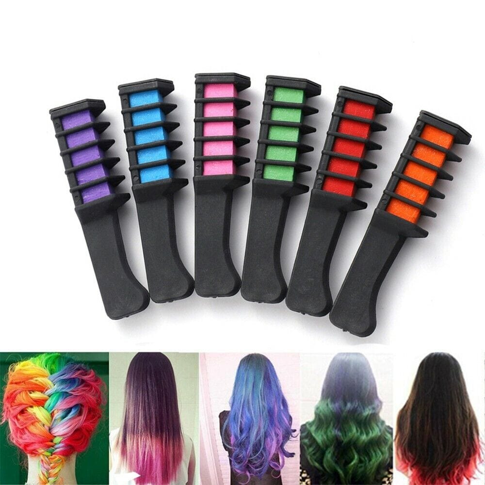 Hair Color Highlights Brush Natural Hair Colorured Comb - Hair Chalk Comb - Hair Chalk Comb (Pack of 6)