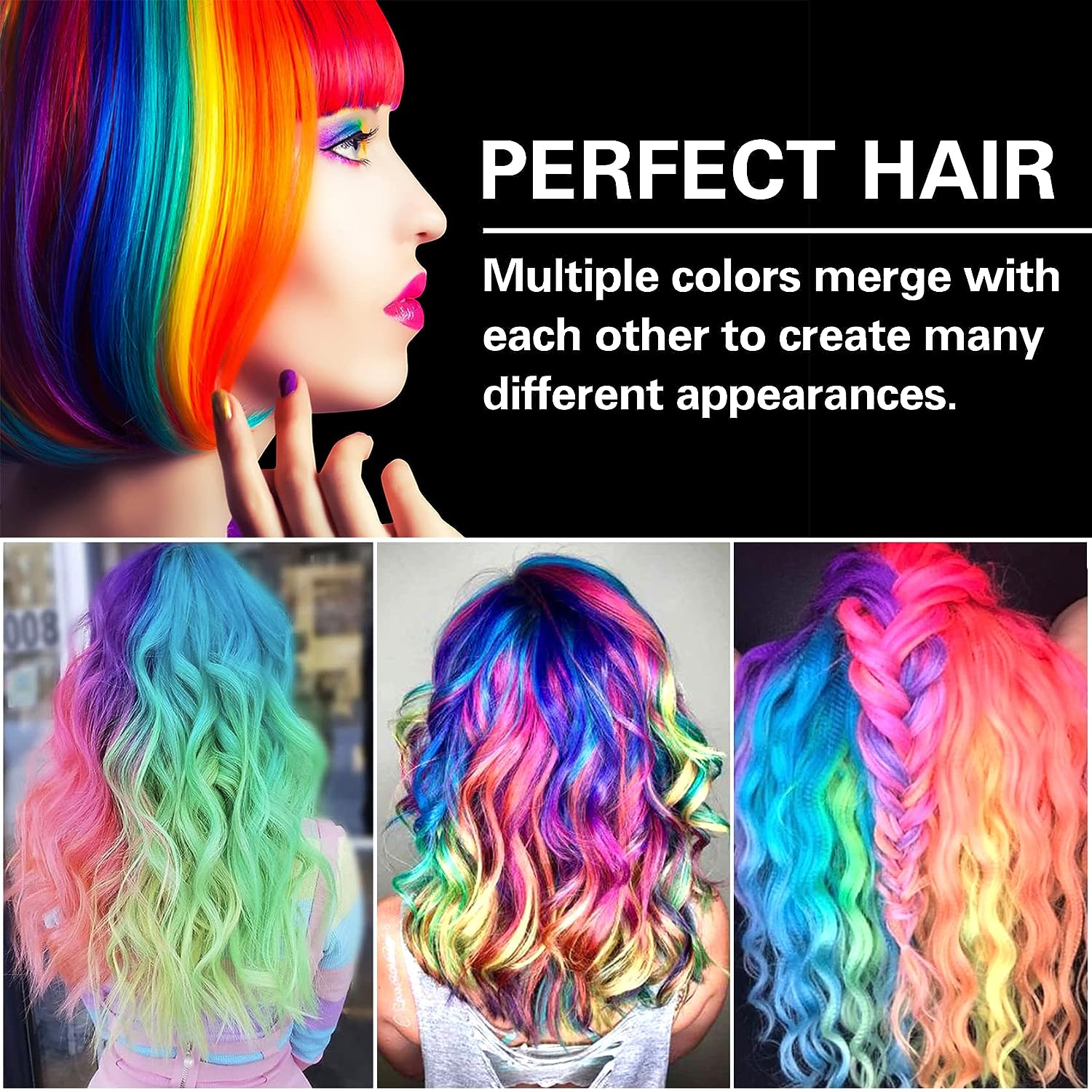 Hair Color Highlights Brush Natural Hair Colorured Comb - Hair Chalk Comb - Hair Chalk Comb (Pack of 6)