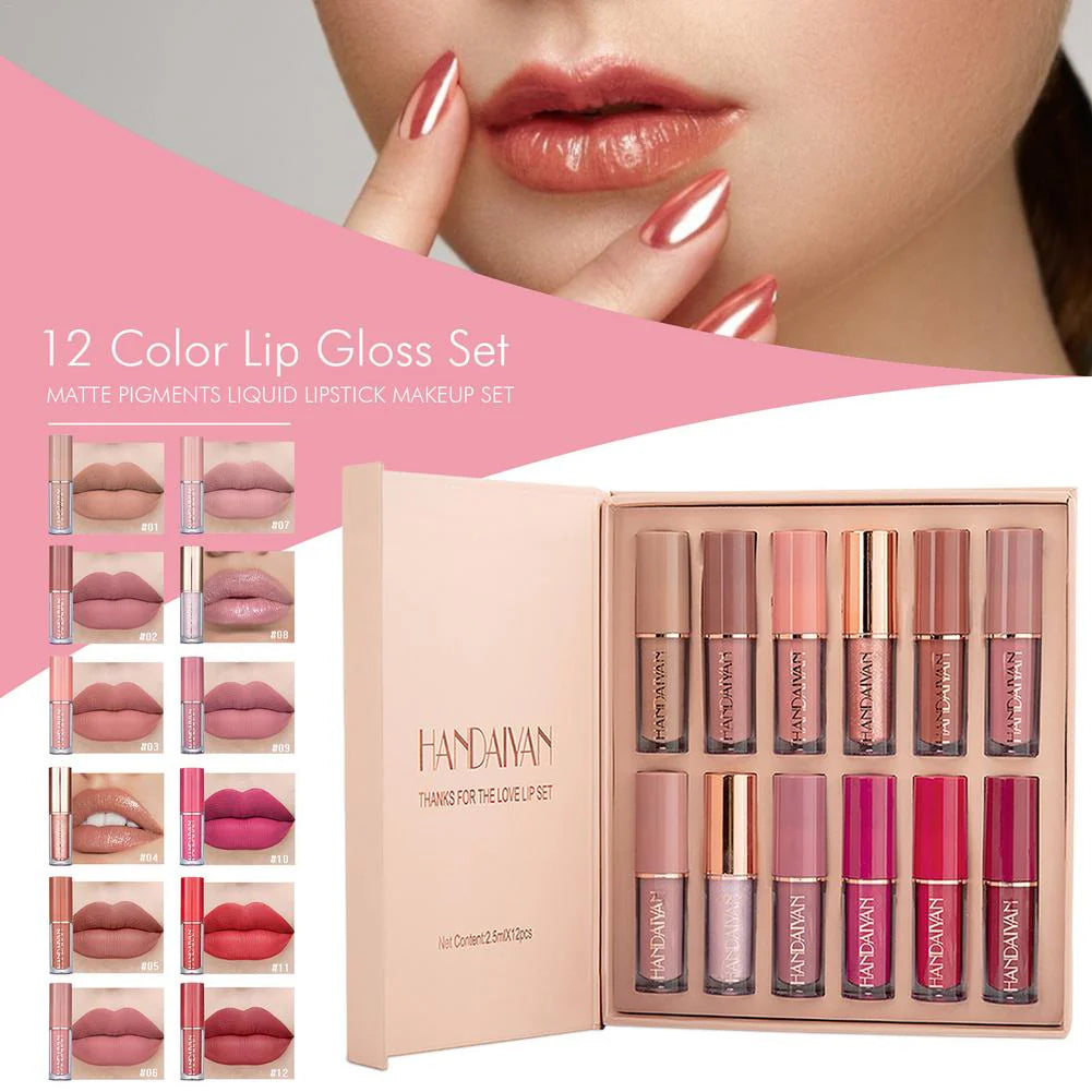 Handaiyan Matte Liquid Lipstick (Pack of 12)