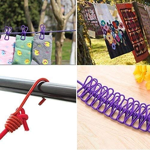 Home Improvement Clothing Line with 12 Clothes Clips Shoppymize